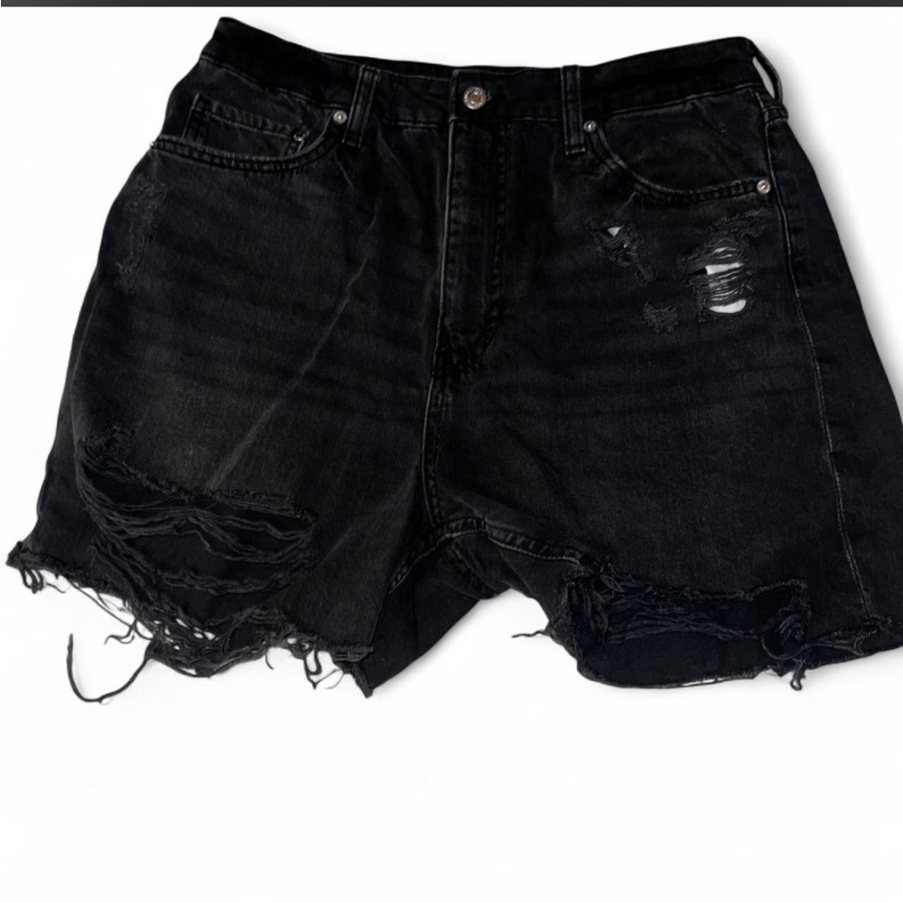 H&M Black Distressed Denim Jean Shorts